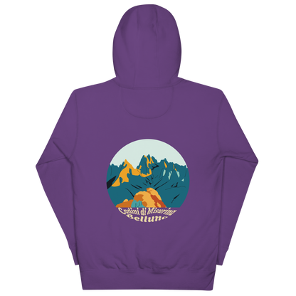 Cadini di Misurina unisex hoodie in Purple – large back print