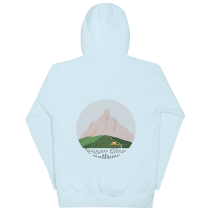 Passo Giau unisex hoodie in Sky Blue – large back print