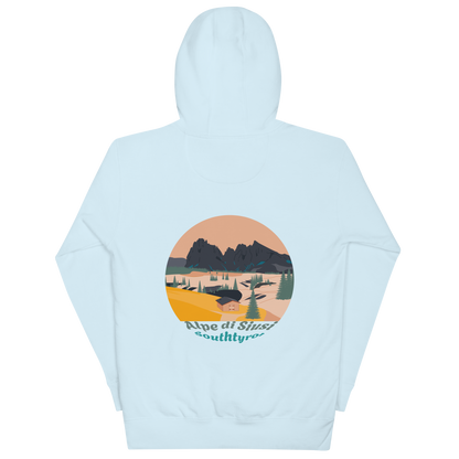 Alpe di Siusi unisex hoodie in Sky Blue – large back print