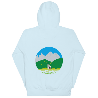 Geisler Peaks unisex hoodie in Sky Blue – large back print