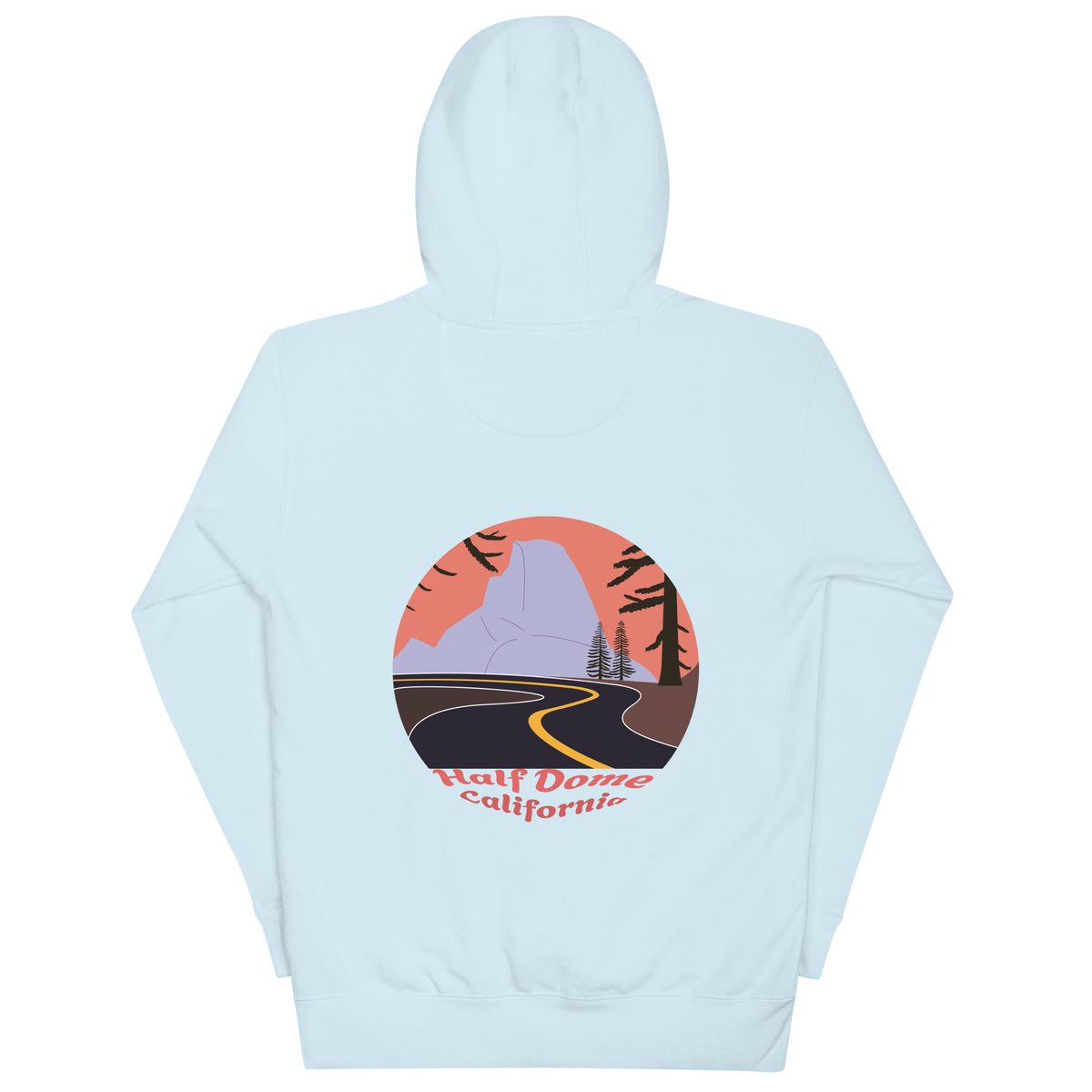 Half Dome unisex hoodie in Sky Blue – large back print