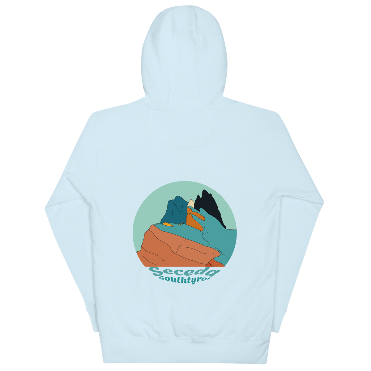 Seceda Retro unisex hoodie in Sky Blue – large back print