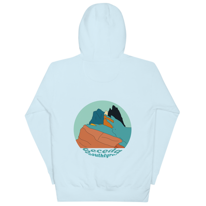 Seceda Retro unisex hoodie in Sky Blue – large back print