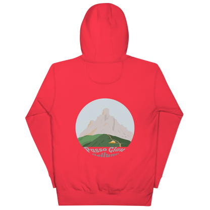 Passo Giau unisex hoodie in Team Red – large back print