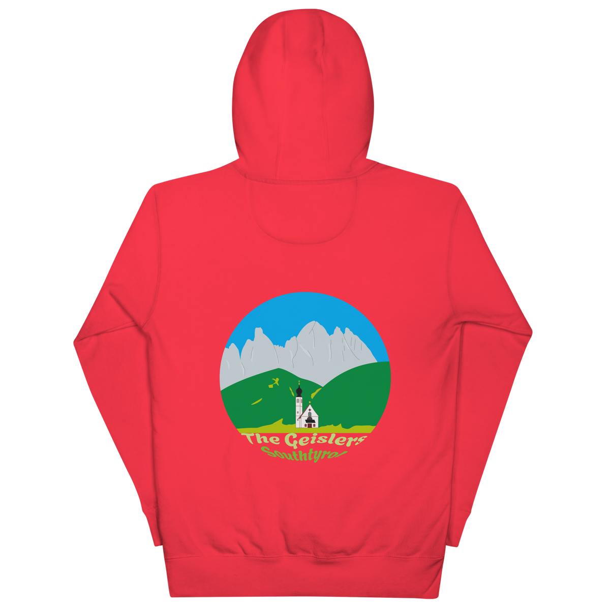 Geisler Peaks unisex hoodie in Team Red – large back print