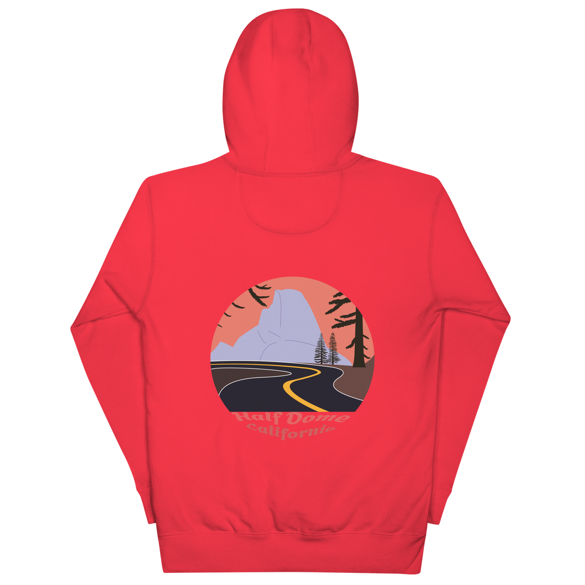 Half Dome unisex hoodie in Team Red – large back print