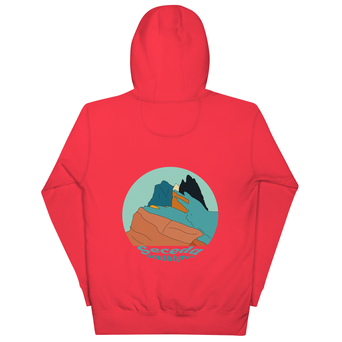 Seceda Retro unisex hoodie in Team Red – large back print