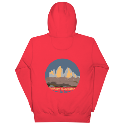 Tre Cime di Lavaredo unisex hoodie in Team Red – large back print