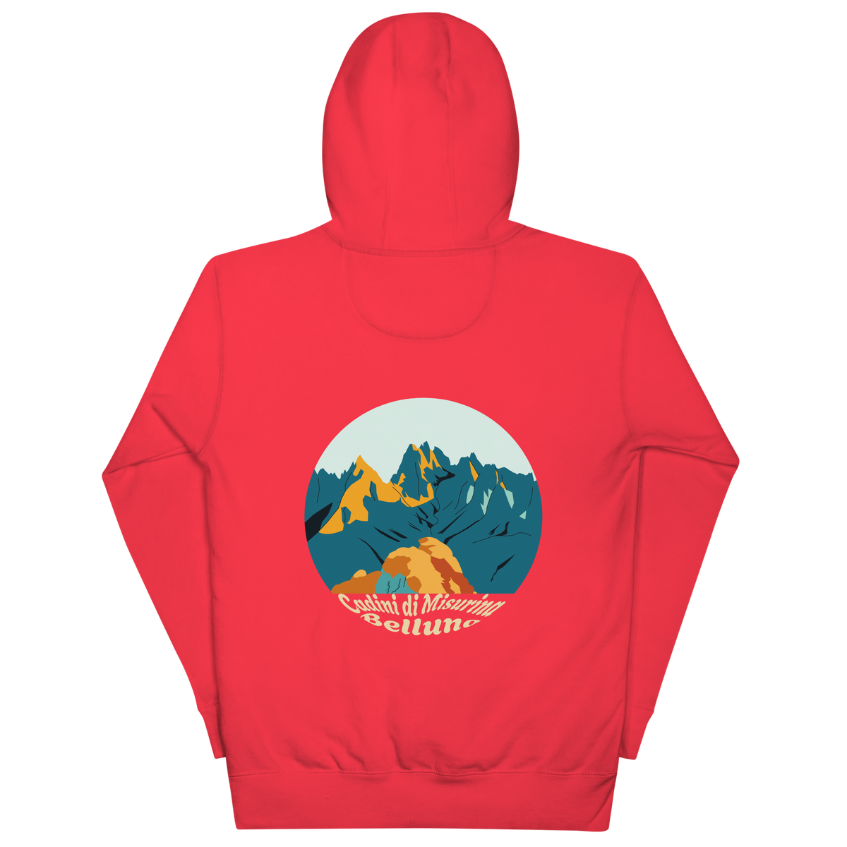 Cadini di Misurina unisex hoodie in Team Red – large back print
