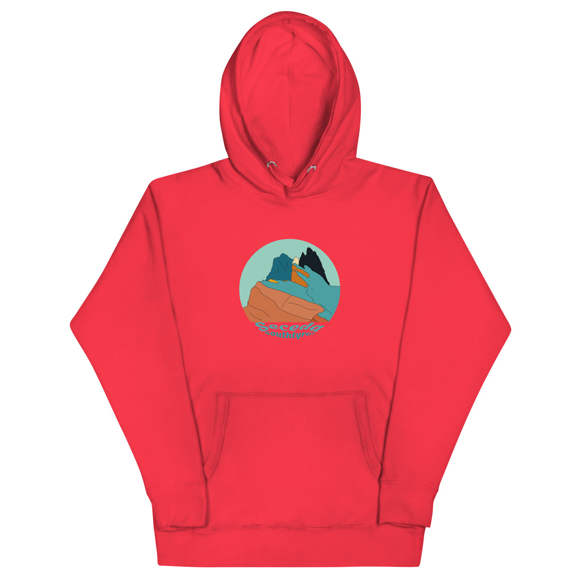 Seceda Retro unisex hoodie in Team Red – front print design