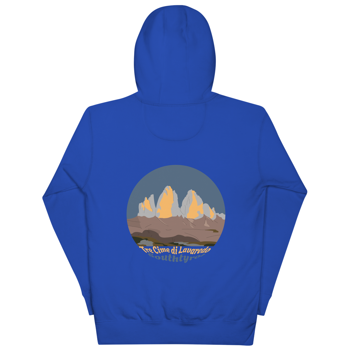 Tre Cime di Lavaredo unisex hoodie in Team Royal – large back print