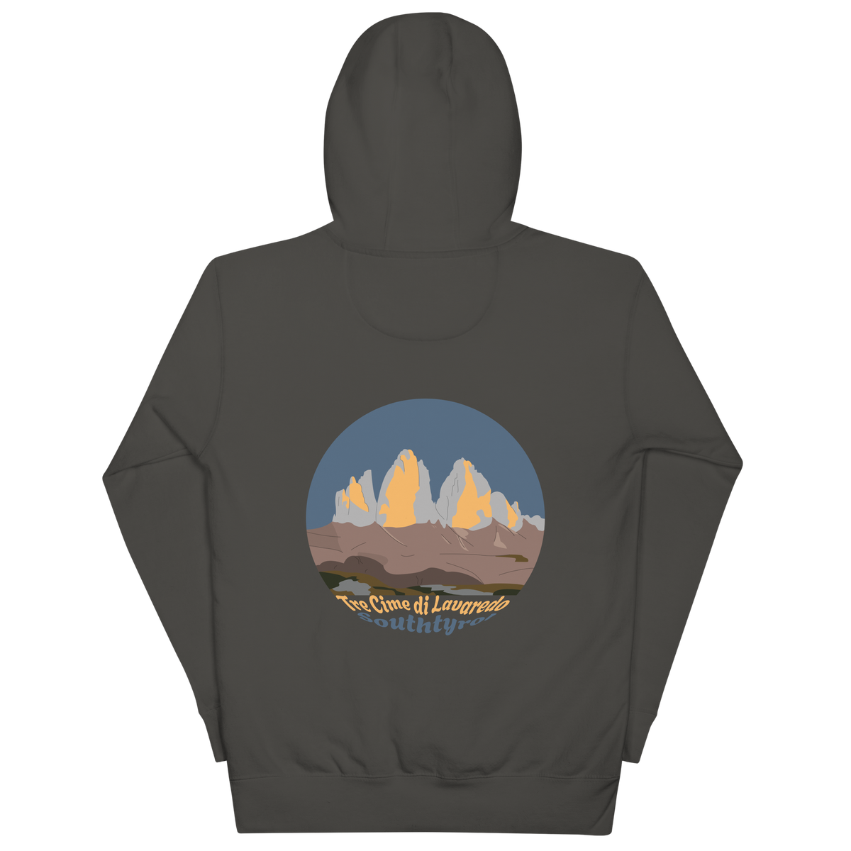 Tre Cime di Lavaredo unisex hoodie in Vintage Black – large back print