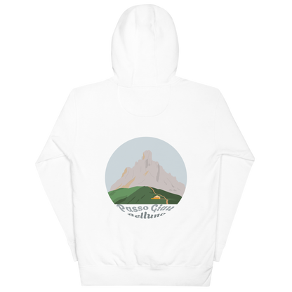 Passo Giau unisex hoodie in White – large back print
