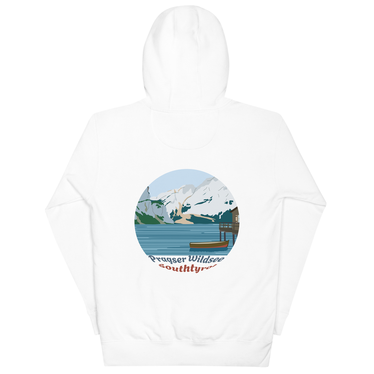 Lago di Braies unisex hoodie in White – large back print