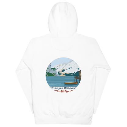Lago di Braies unisex hoodie in White – large back print