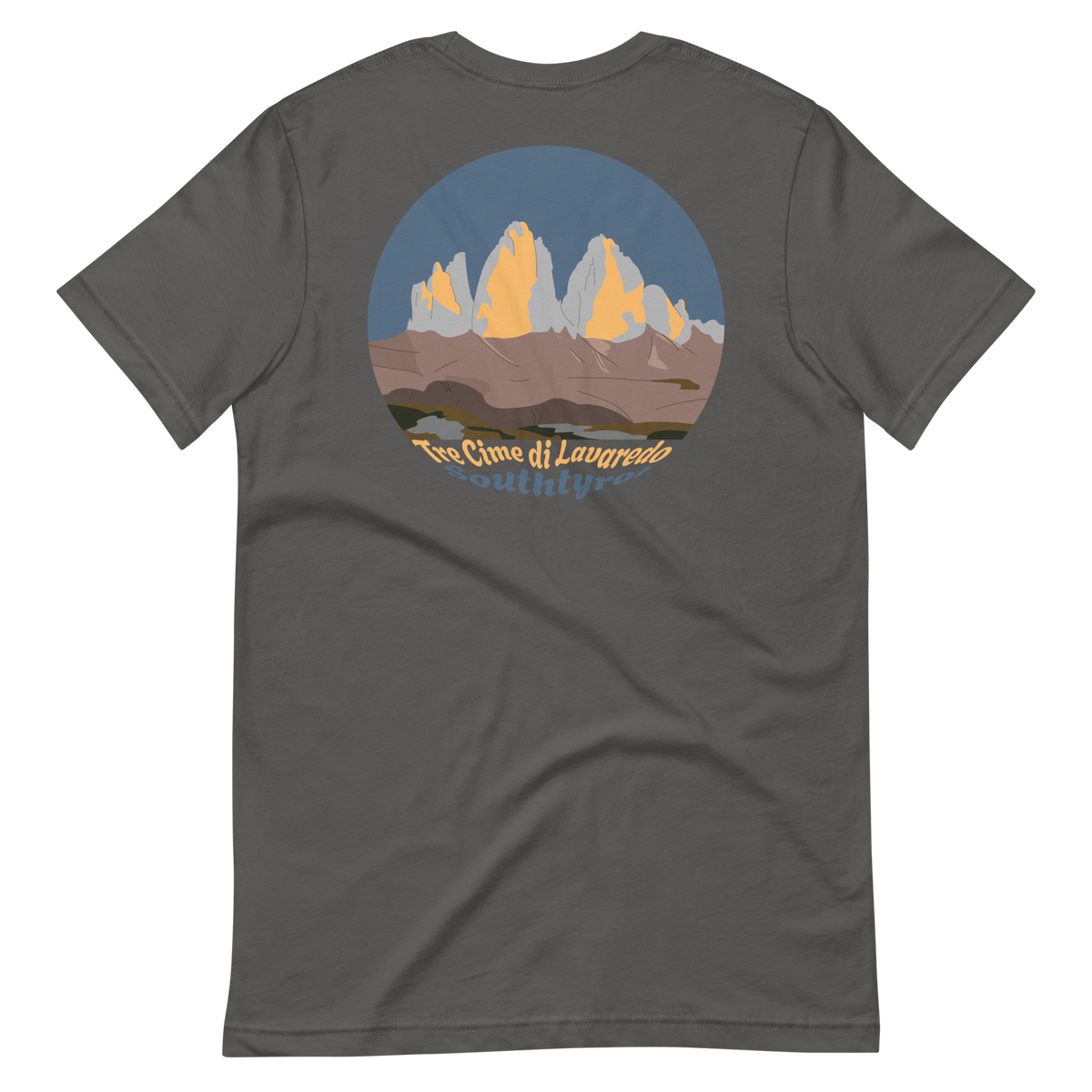 Tre Cime di Lavaredo men's t-shirt in Asphalt – back print design