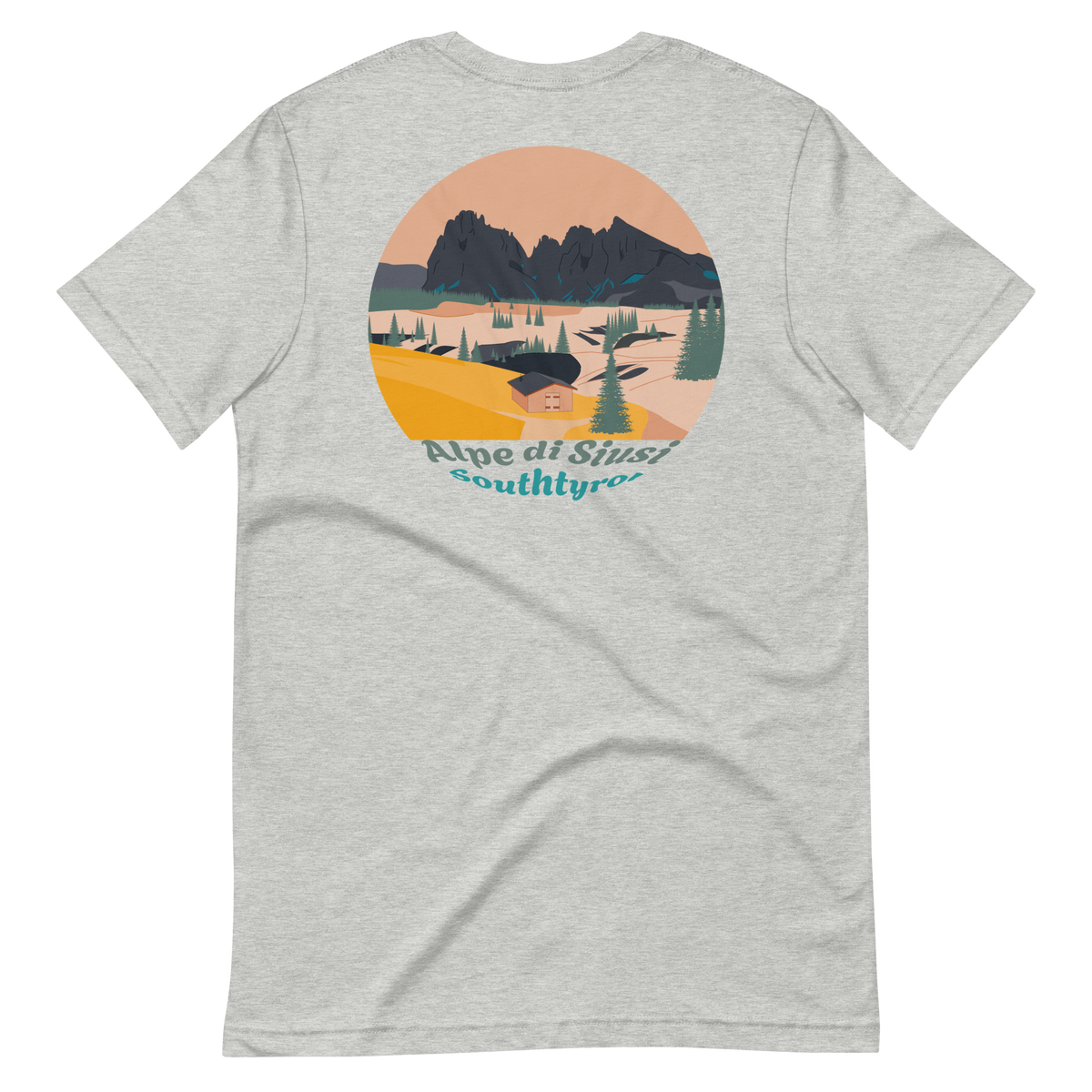 Alpe di Siusi men's t-shirt in Athletic Heather – back print design