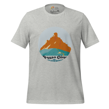 Passo Giau men's t-shirt in Athletic Heather – front print design