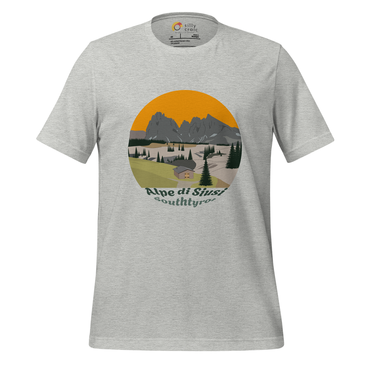 Alpe di Siusi men's t-shirt in Athletic Heather – front print design
