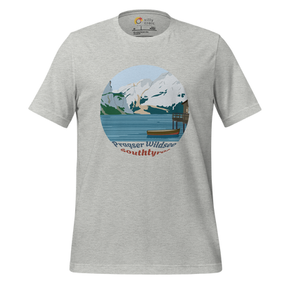 Lago di Braies men's t-shirt in Athletic Heather – front print design