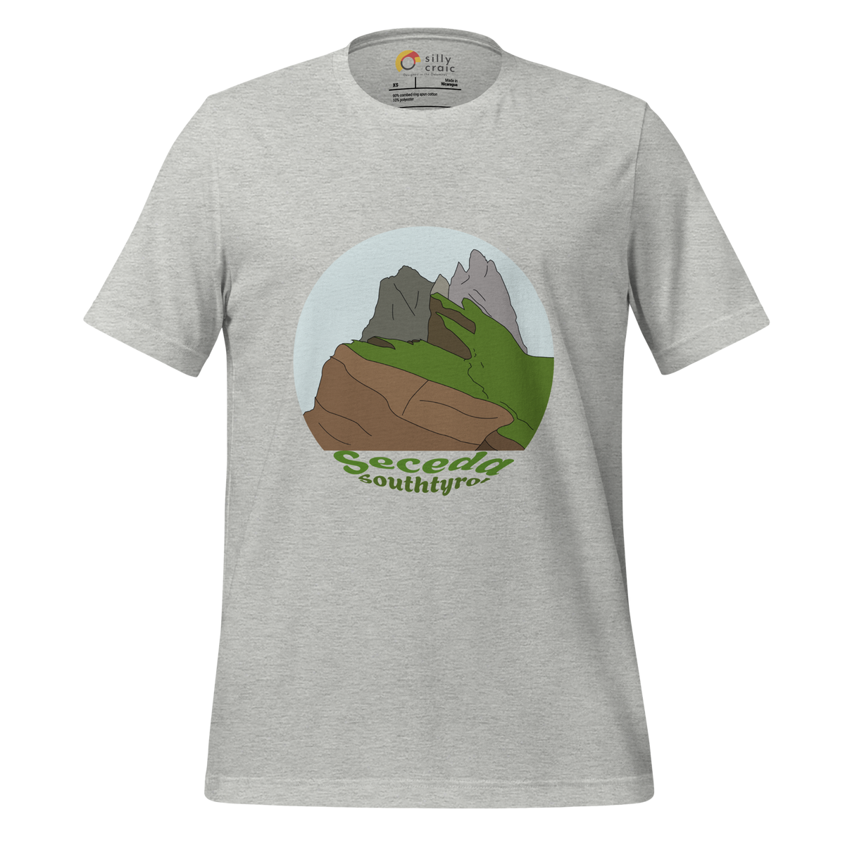 Seceda men's t-shirt in Athletic Heather – front print design