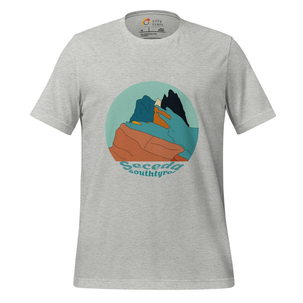 Seceda Retro men's t-shirt in Athletic Heather – front print design