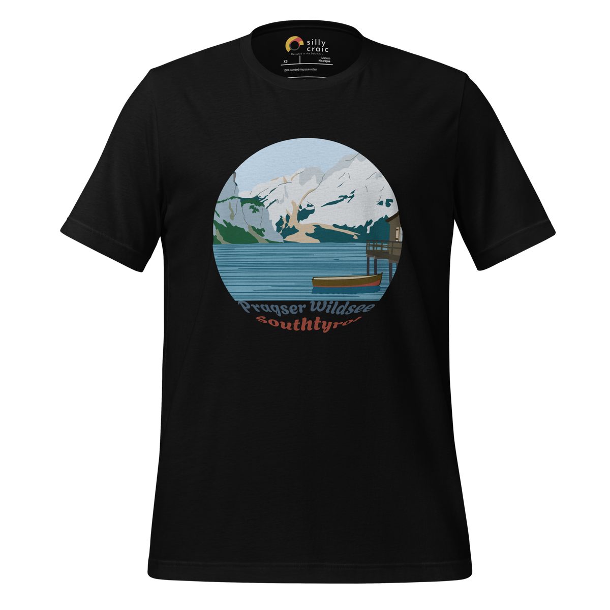 Lago di Braies men's t-shirt in Black – front print design