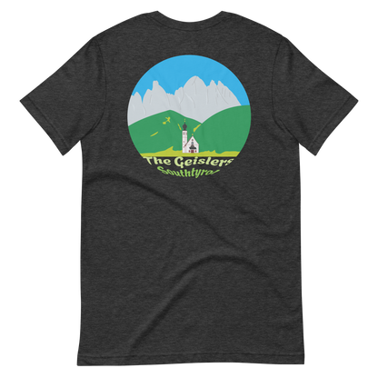 The Geislers men's t-shirt in Dark Grey Heather – back print design