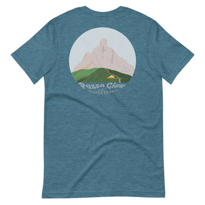 Passo Giau men's t-shirt in Heather Deep Teal – back print design