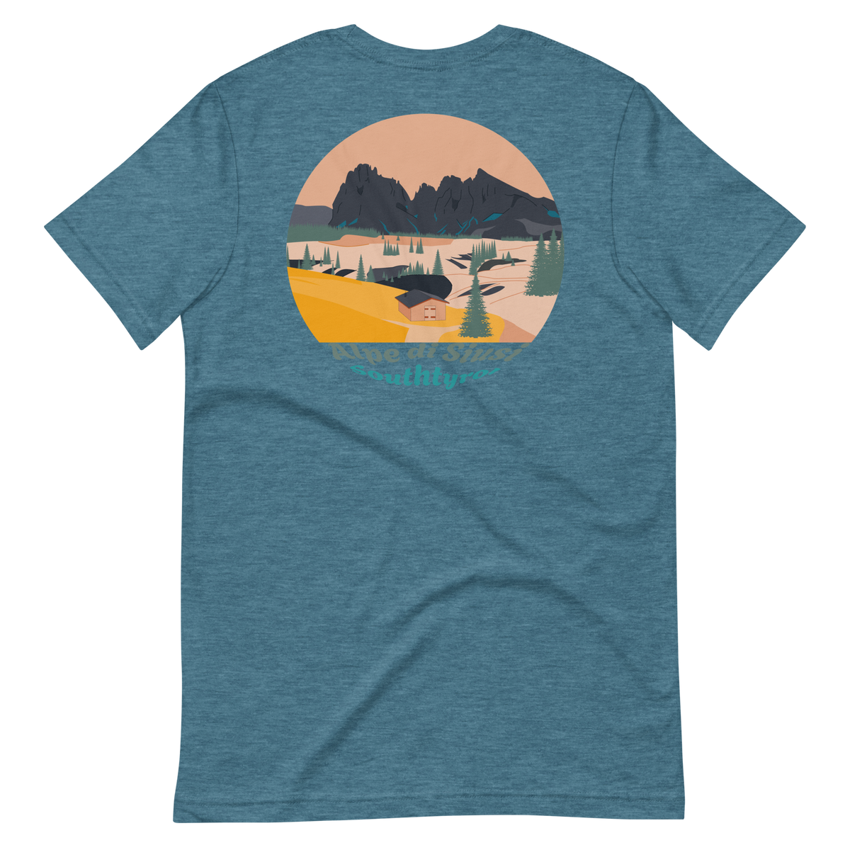 Alpe di Siusi men's t-shirt in Heather Deep Teal – back print design
