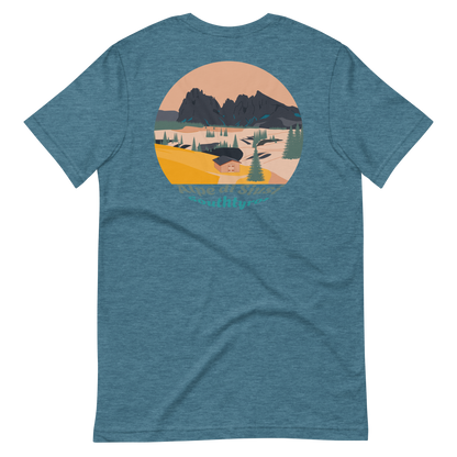 Alpe di Siusi men's t-shirt in Heather Deep Teal – back print design