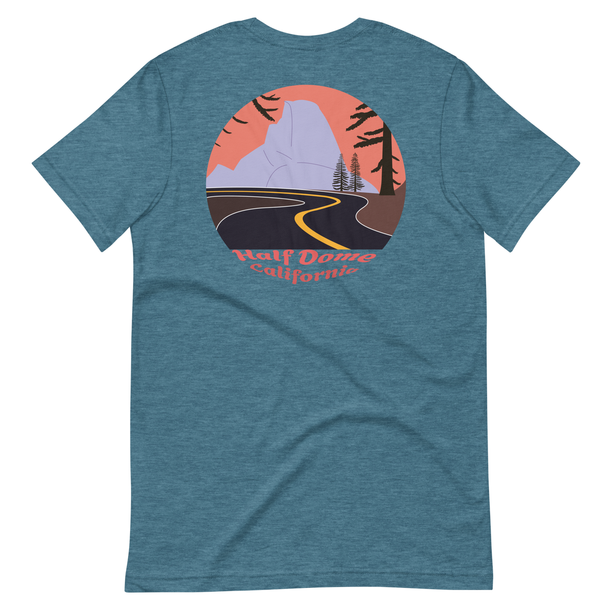 Half Dome men's t-shirt in Heather Deep Teal – back print design