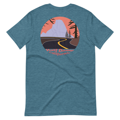 Half Dome men's t-shirt in Heather Deep Teal – back print design