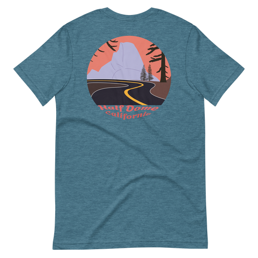 Half Dome men's t-shirt in Heather Deep Teal – back print design