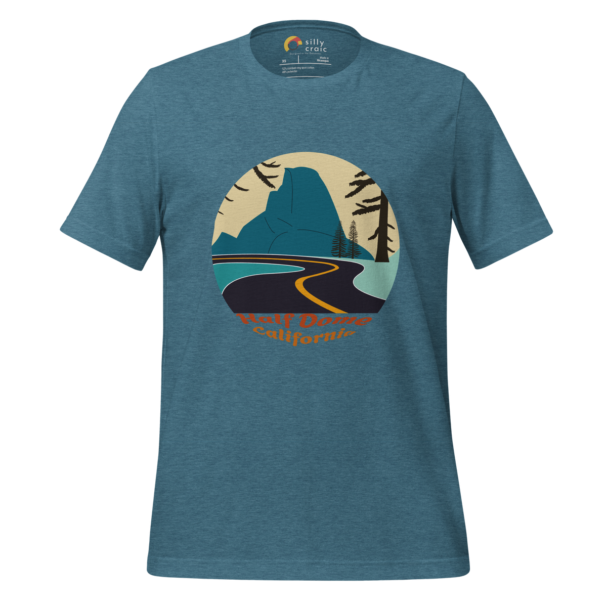 Half Dome men's t-shirt in Heather Deep Teal – front print design