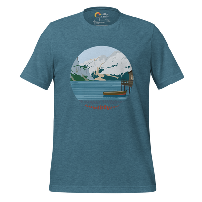 Lago di Braies men's t-shirt in Heather Deep Teal – front print design