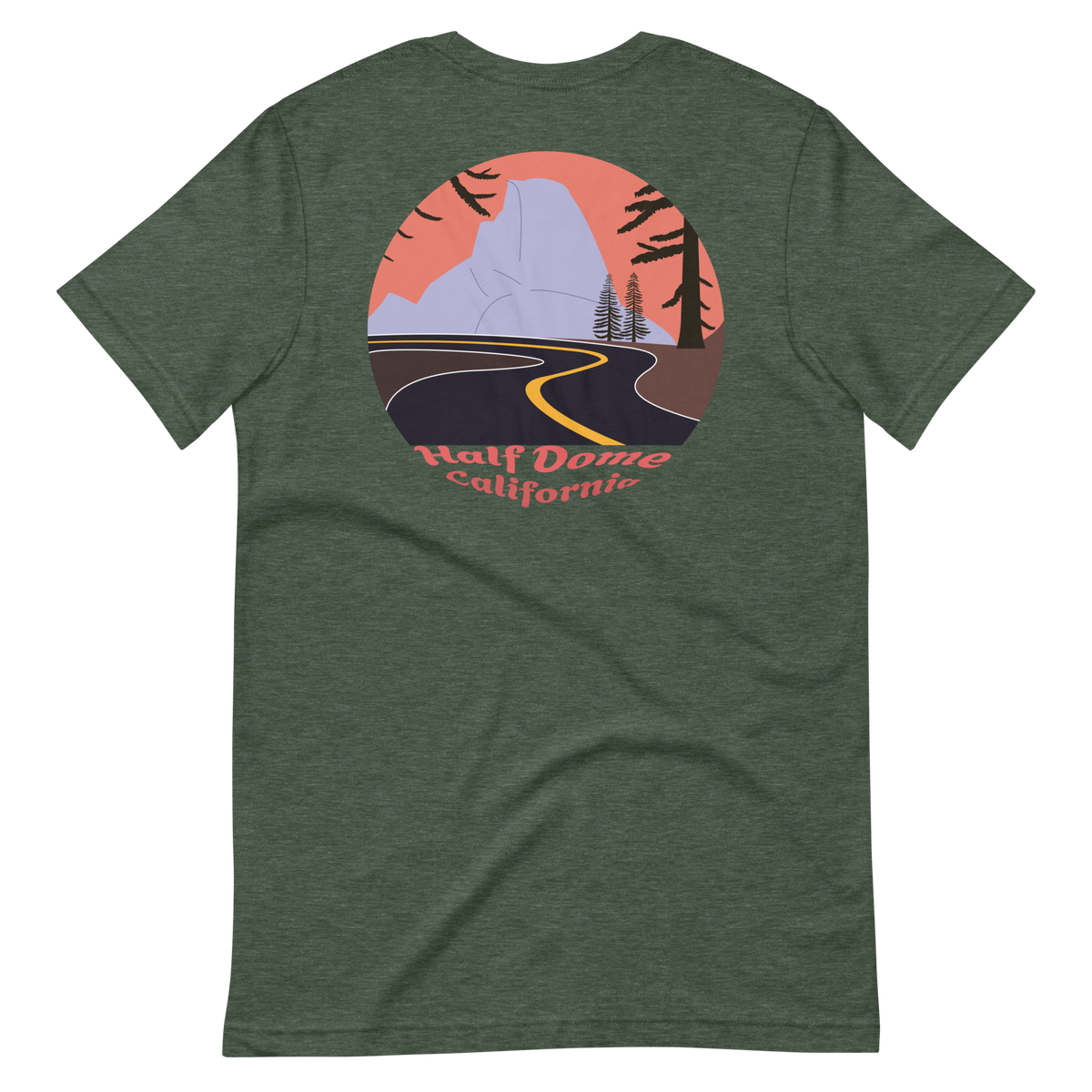 Half Dome men's t-shirt in Heather Forest – back print design