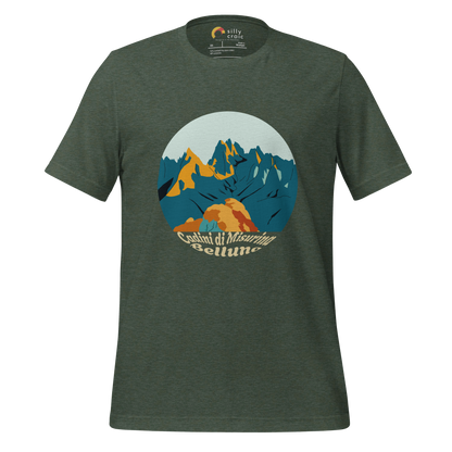 Cadini di Misurina men's t-shirt in Heather Forest – front print design