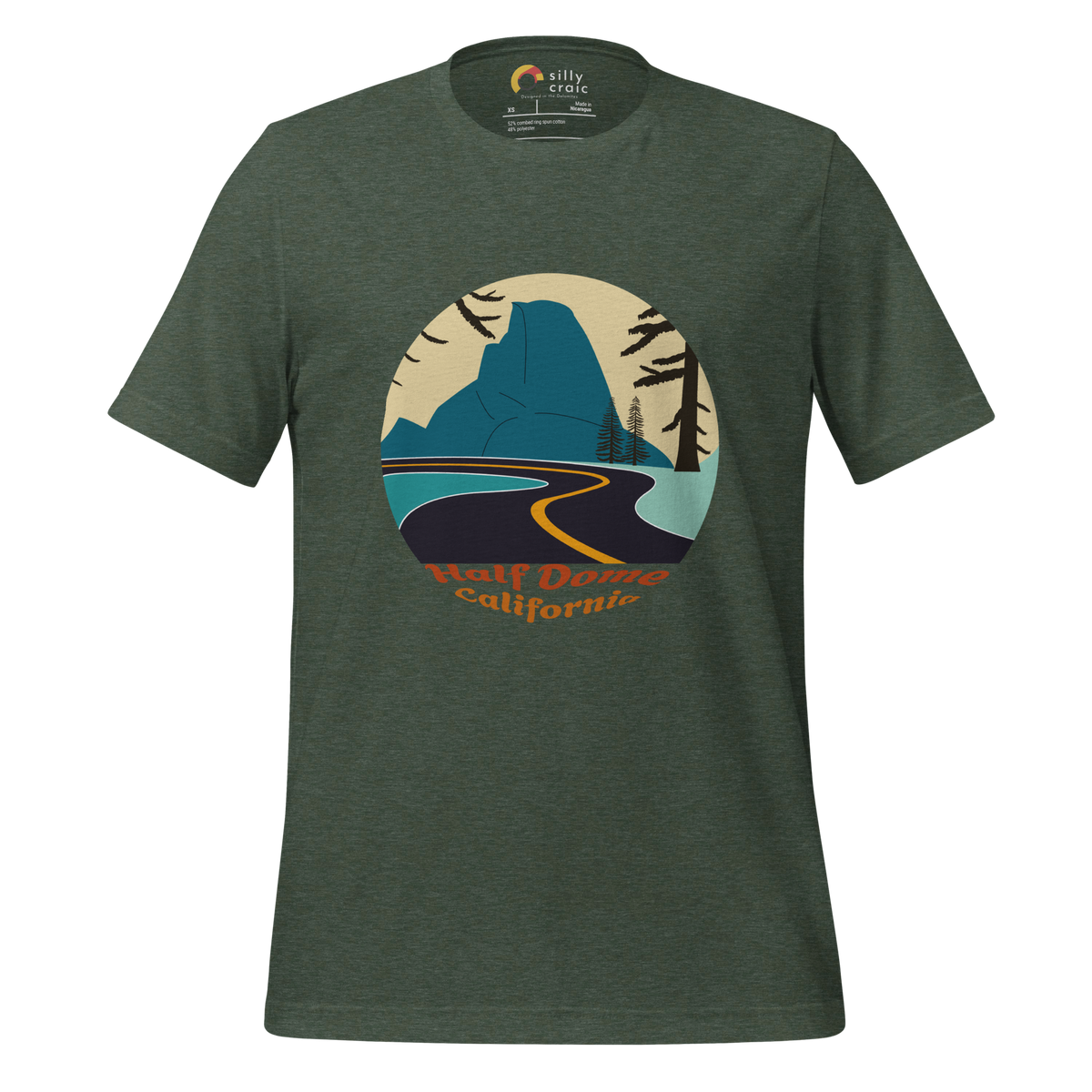 Half Dome men's t-shirt in Heather Forest – front print design
