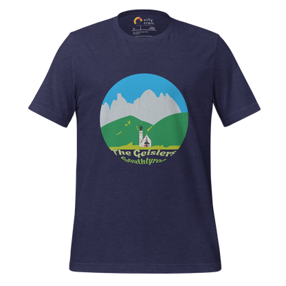 The Geislers men's t-shirt in Heather Midnight Navy – front print design
