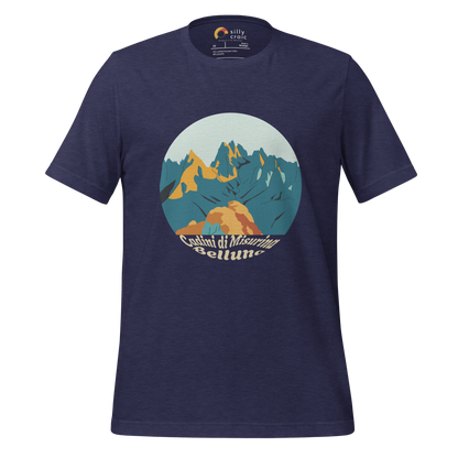 Cadini di Misurina men's t-shirt in Heather Midnight Navy – front print design