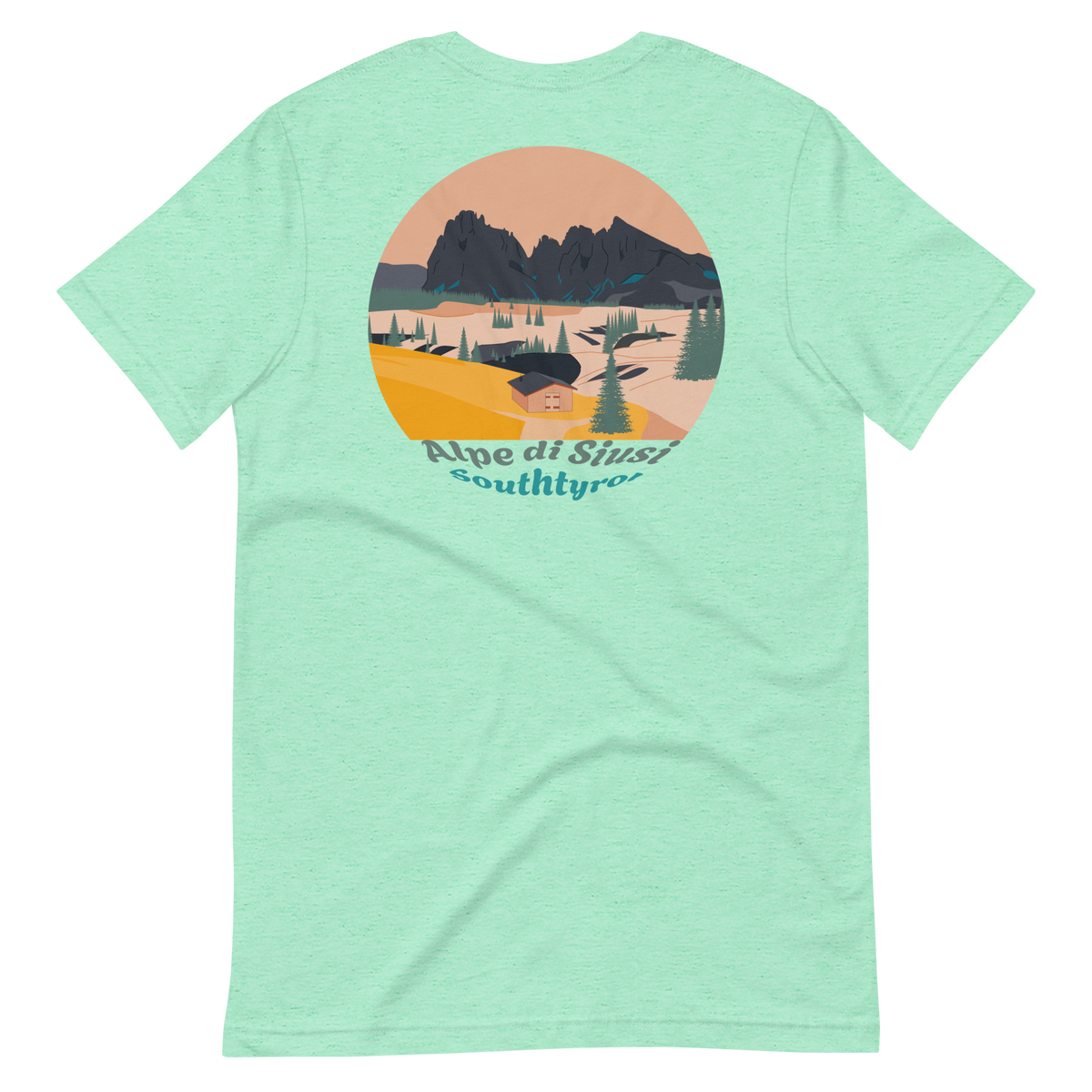 Alpe di Siusi men's t-shirt in Heather Mint – back print design