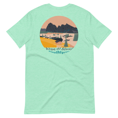 Alpe di Siusi men's t-shirt in Heather Mint – back print design