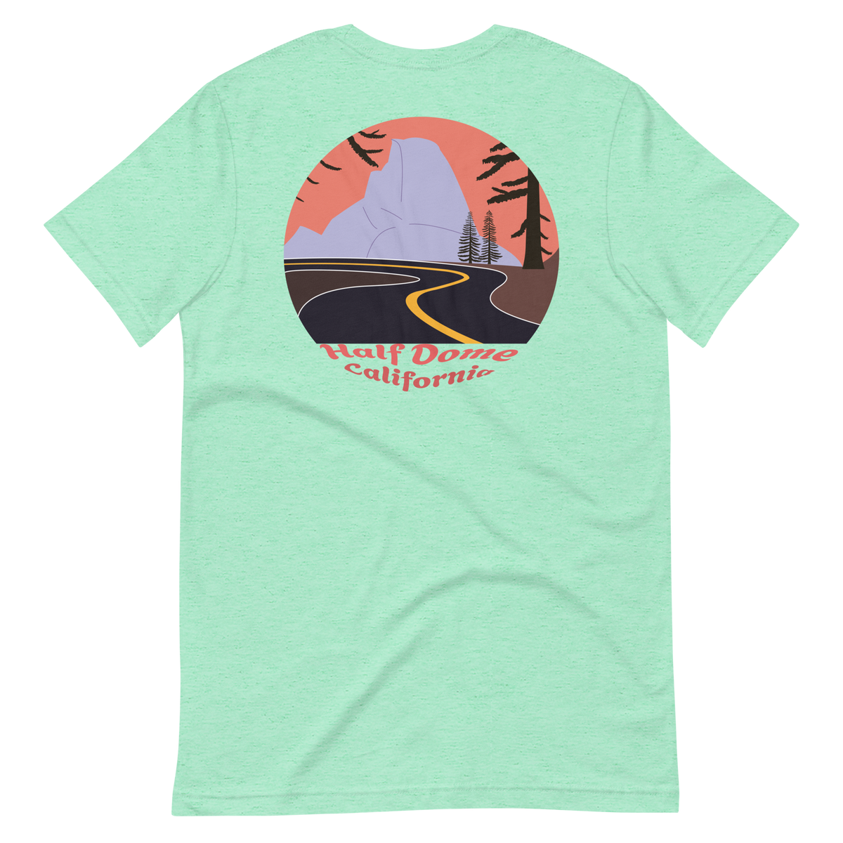Half Dome men's t-shirt in Heather Mint – back print design