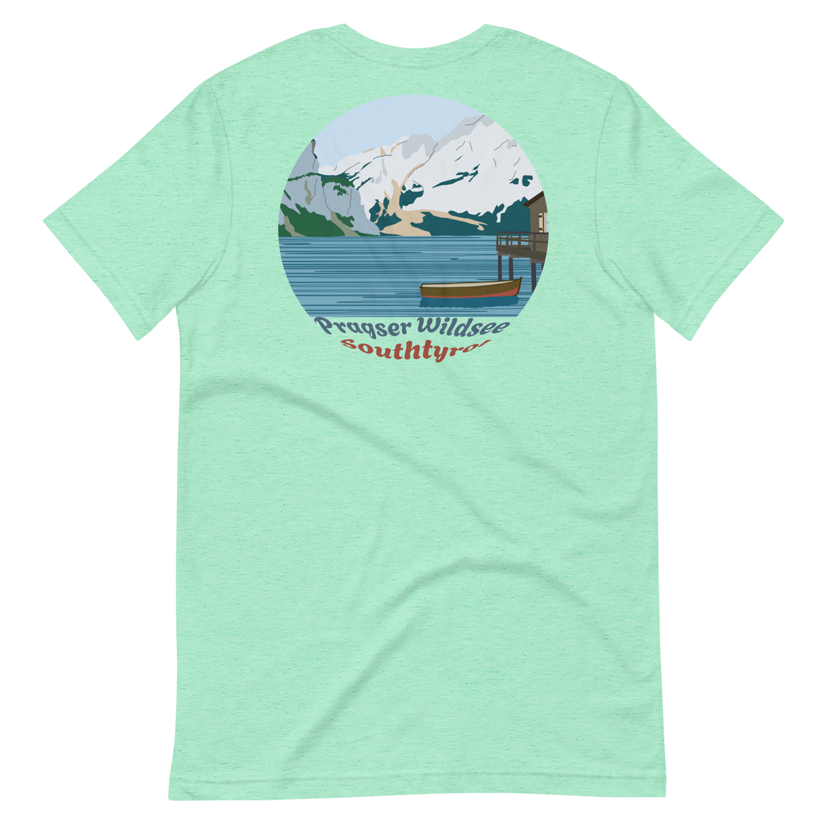 Lago di Braies men's t-shirt in Heather Mint – back print design