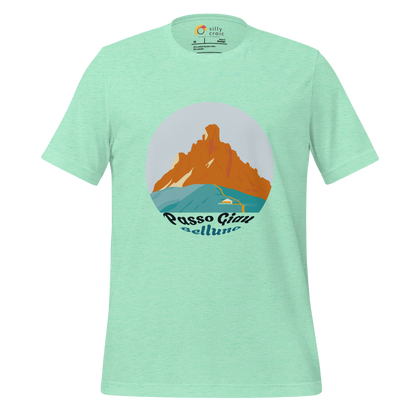 Passo Giau men's t-shirt in Heather Mint – front print design
