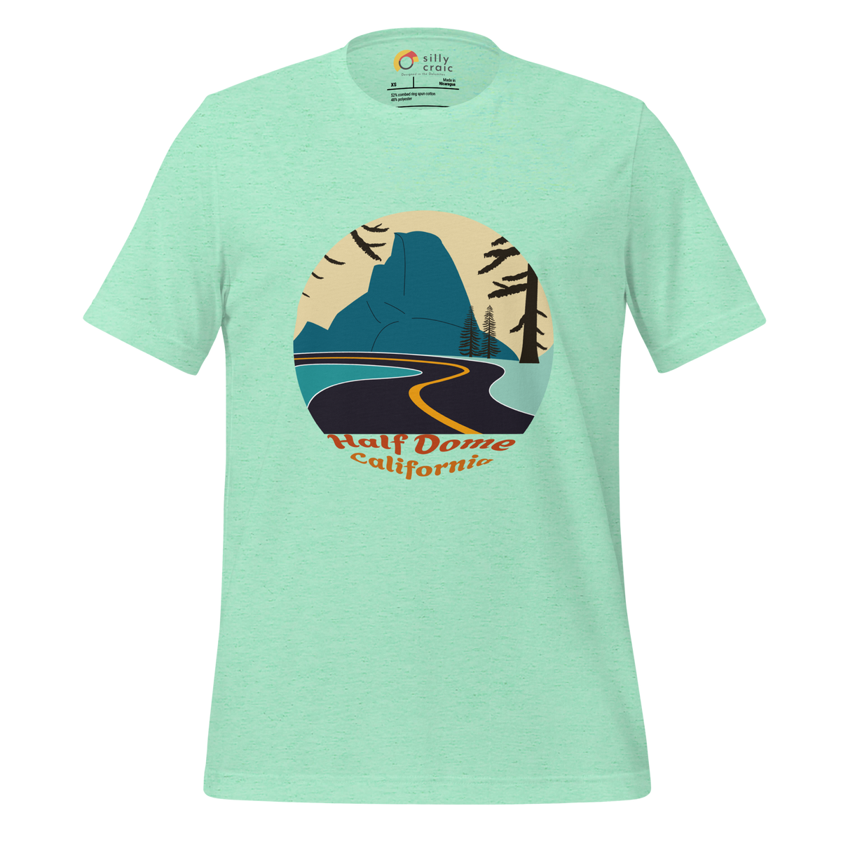 Half Dome men's t-shirt in Heather Mint – front print design