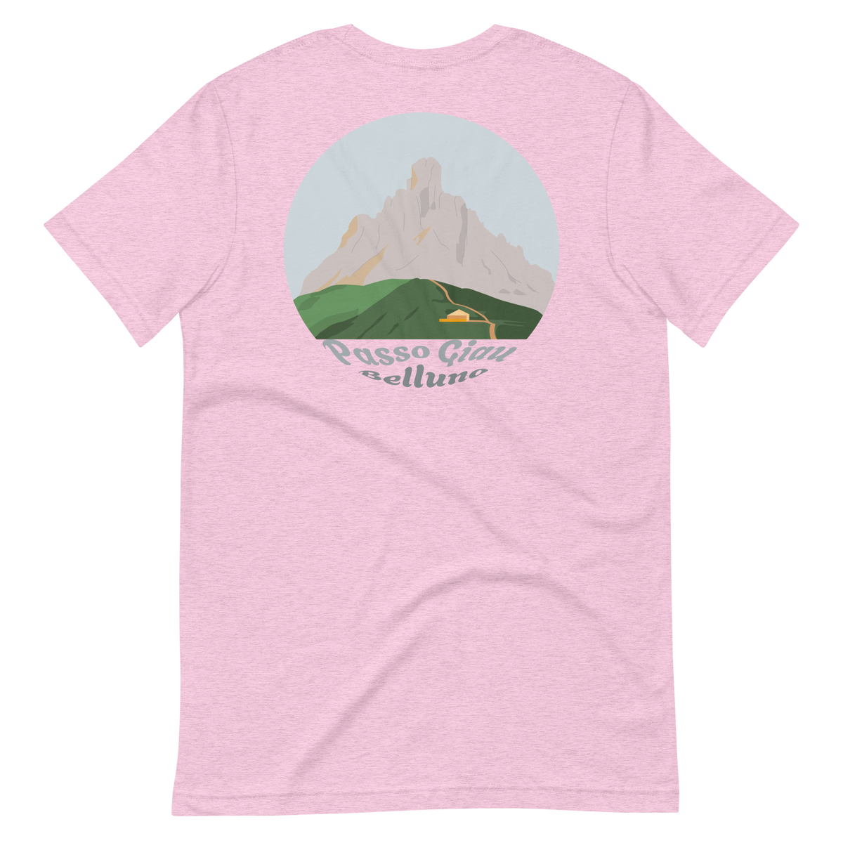 Passo Giau men's t-shirt in Heather Prism Lilac – back print design