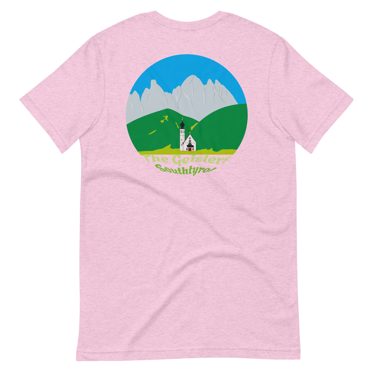 The Geislers men's t-shirt in Heather Prism Lilac – back print design