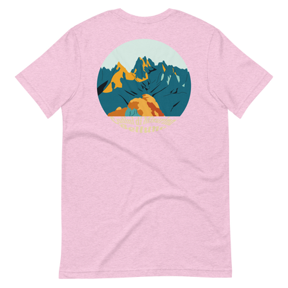 Cadini di Misurina men's t-shirt in Heather Prism Lilac – back print design